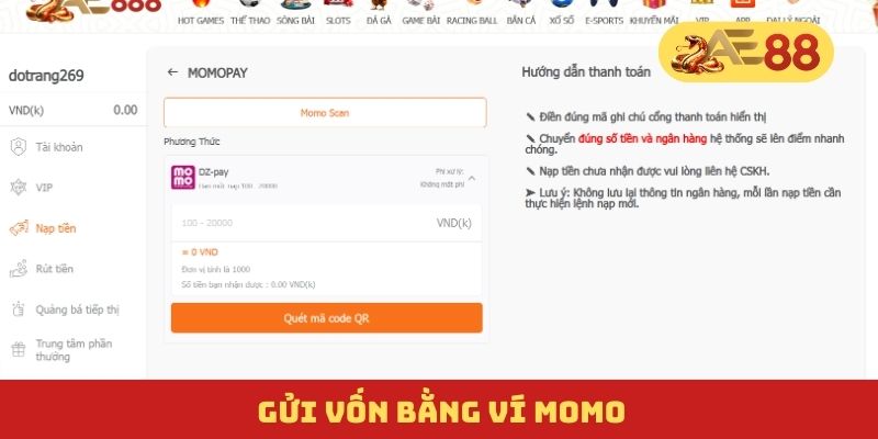 Gửi vốn bằng ví Momo Gửi vốn bằng ví Momo