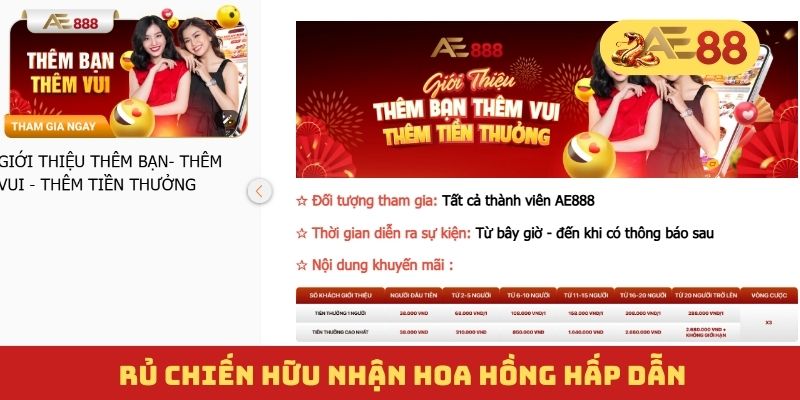 Rủ chiến hữu nhận hoa hồng hấp dẫn Rủ chiến hữu nhận hoa hồng hấp dẫn